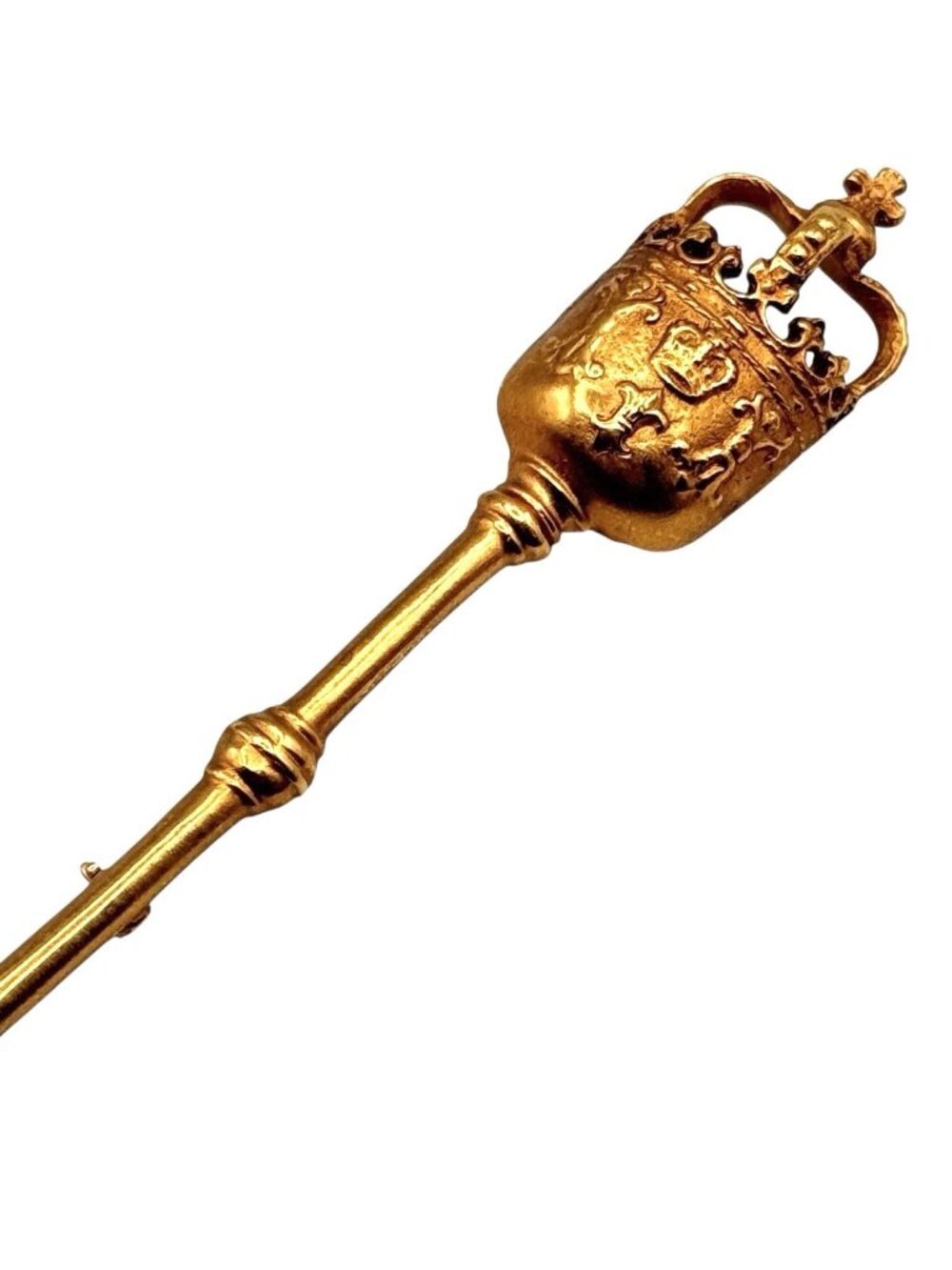 ALVA MUSEUM REPLICAS RICH GOLDEN LONG ROYAL CROWN SCEPTER PIN 51